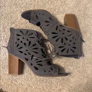 Lace up peep toe bootie